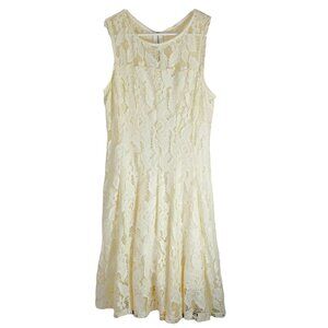 Ryan Michelle Ivory Floral Lace Mini Dress M